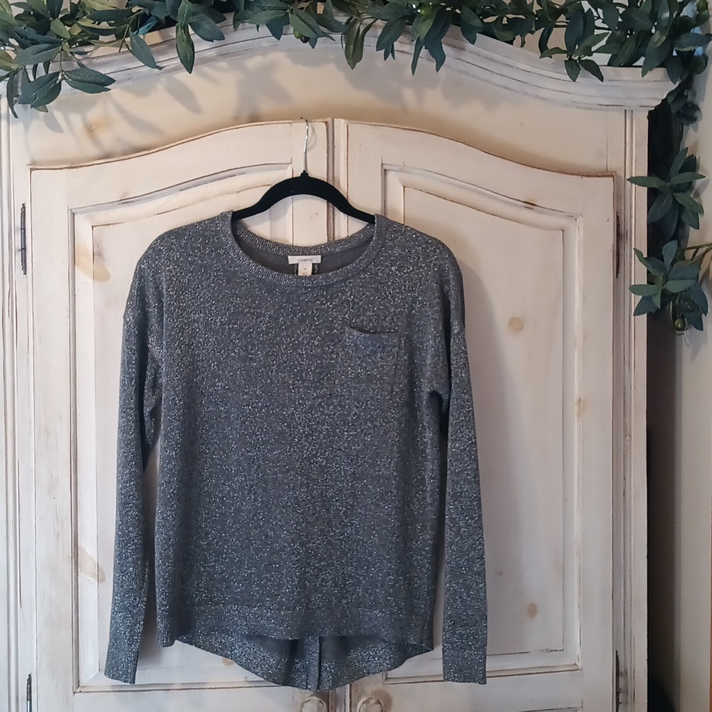Caslon Sparkle Holiday Sweater Top Size XS Dark Charcoal Gray